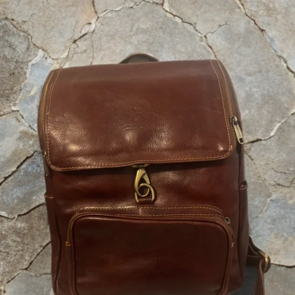 Italian Brown Leather Bag pack- Made In Italy-fits laptop-from Florence